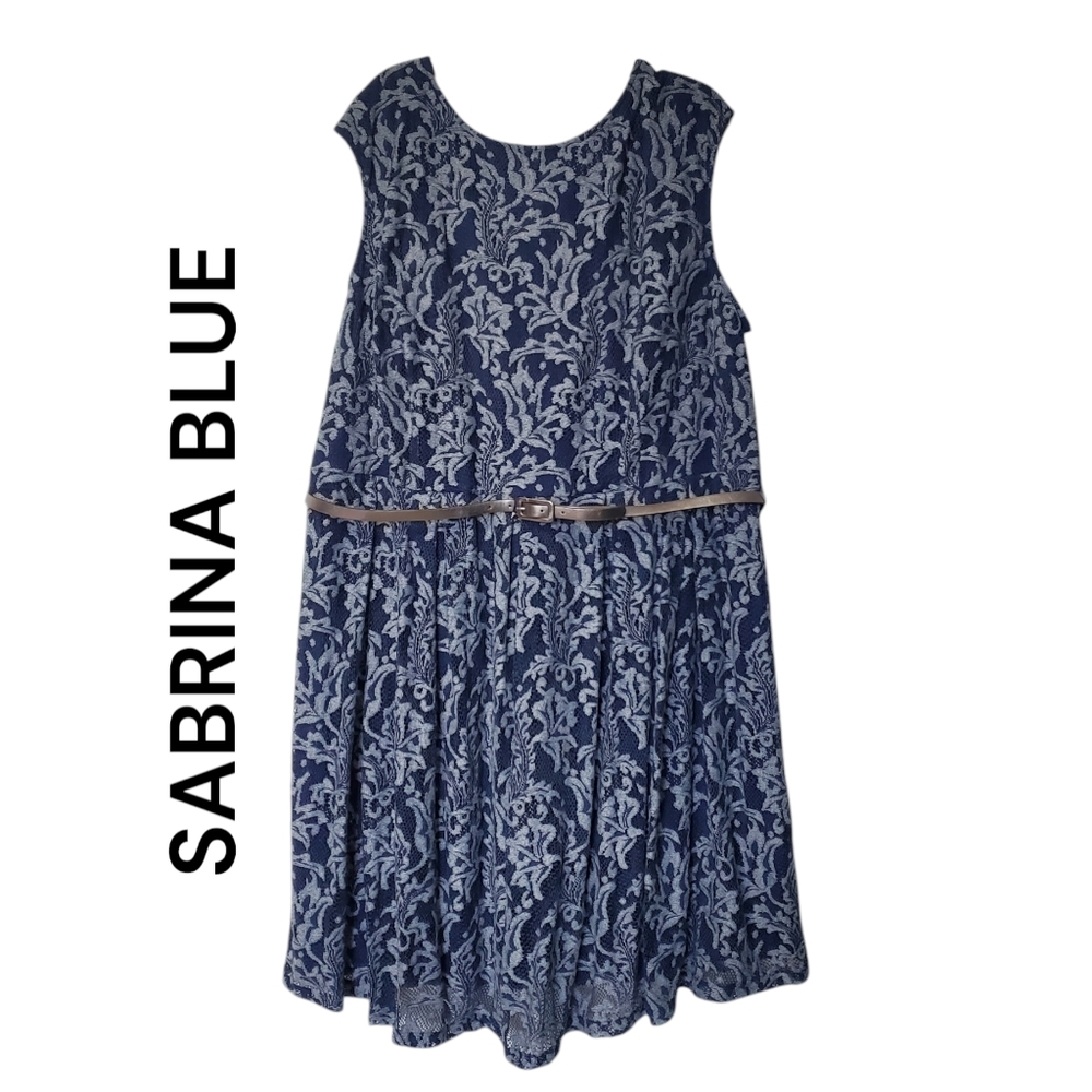 NWT Sabrina Blue Women's Dress Sleeveless Lace Size 26W